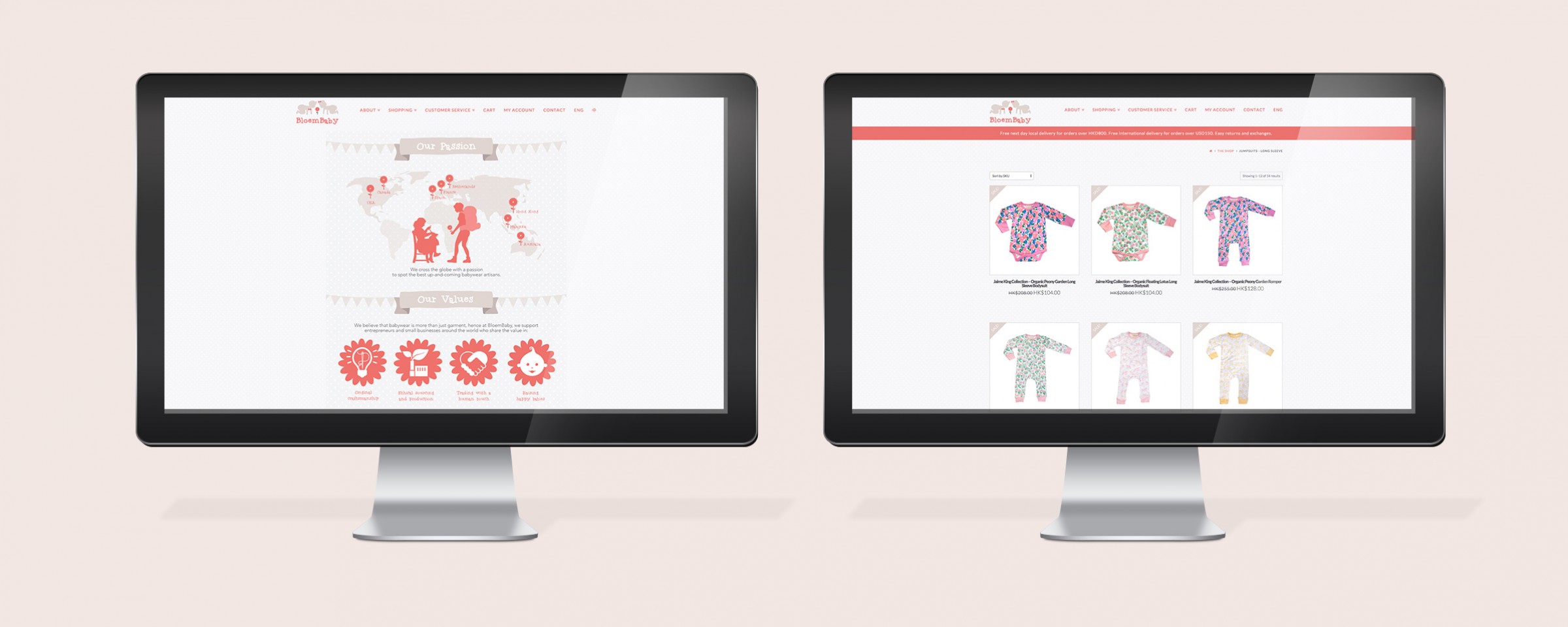 Bloem Baby website design, Ecommerce development, infographic design Hong Kong
